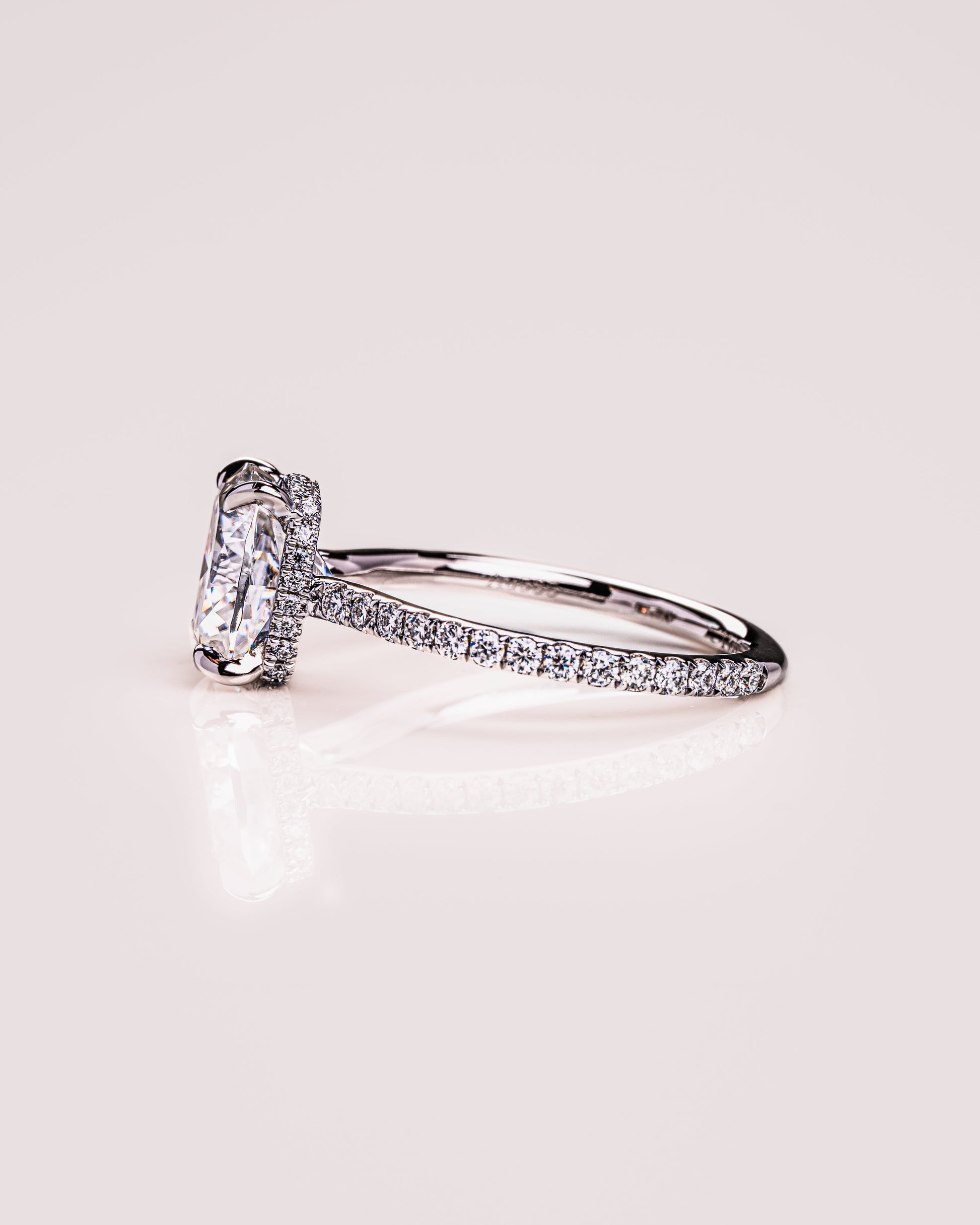 0.96 CT Cushion Solitaire Moissanite Engagement Ring With Hidden Halo/Pave Setting 5