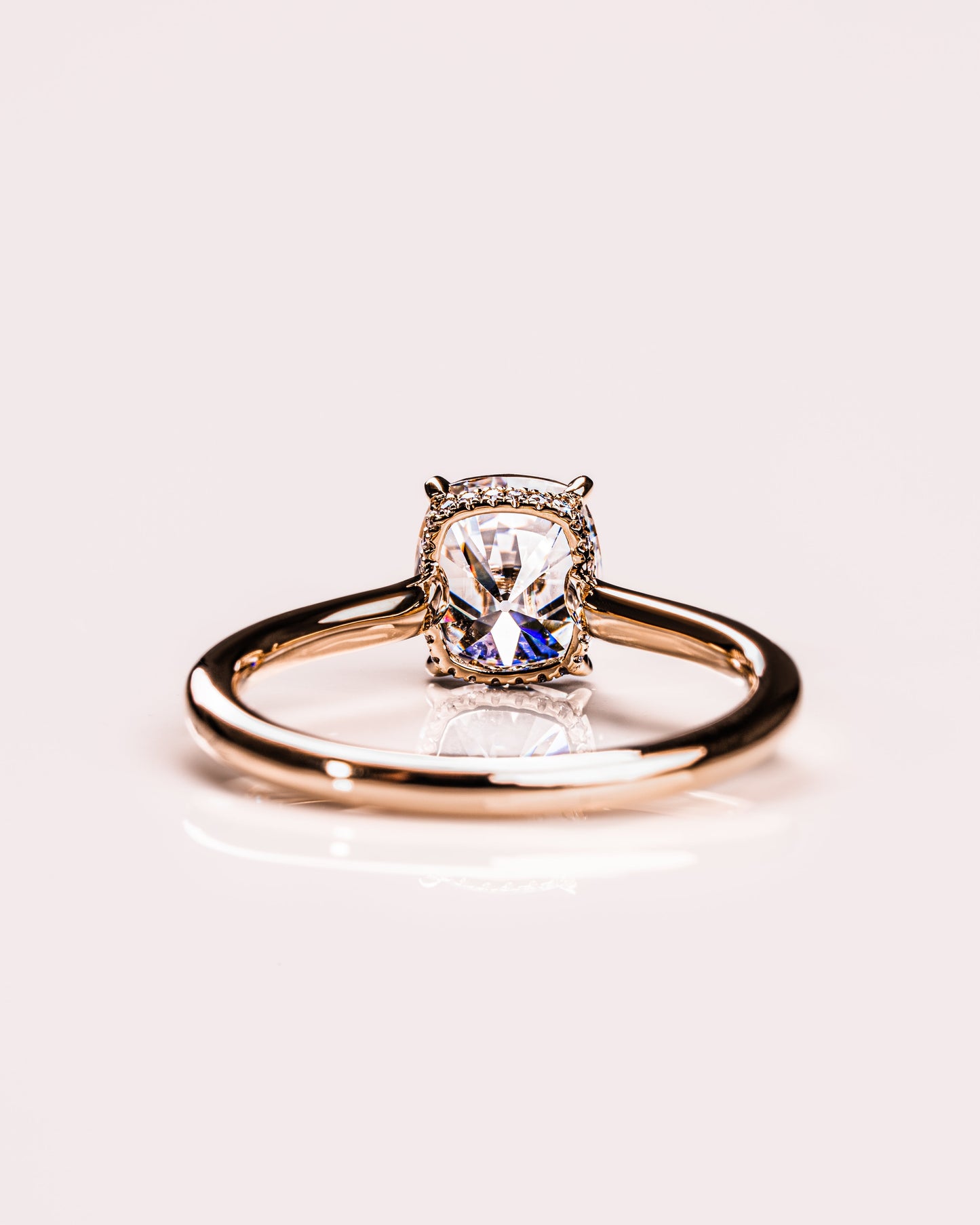 0.96 CT Cushion Solitaire Hidden Halo Moissanite Engagement Ring 5