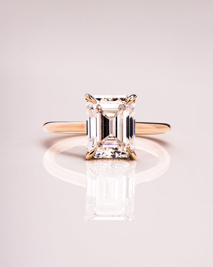 2.30 CT Emerald Cut Moissanite Solitaire Engagement Ring With Hidden Halo Setting 4