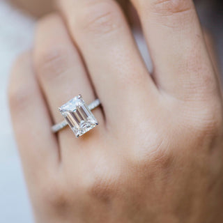 4.30 CT Emerald Hidden Halo & Pave Moissanite Engagement Ring 1