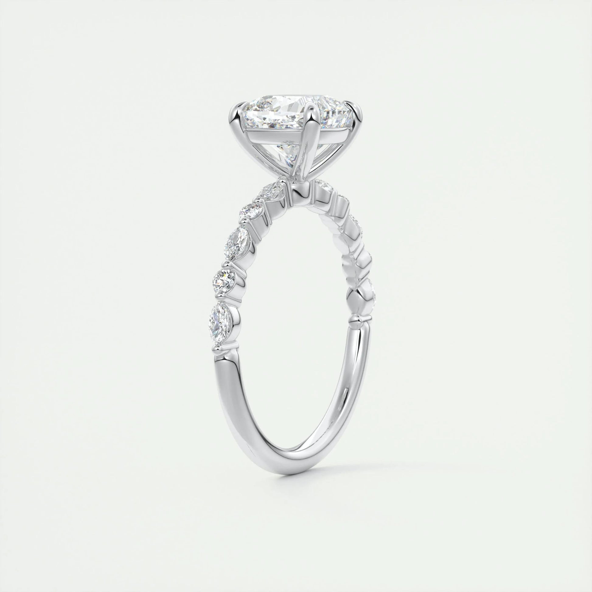 2.15 CT Cushion Cut Solitaire Pave Moissanite Engagement Ring 6