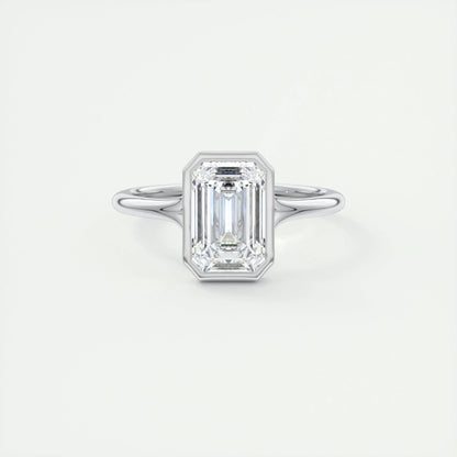 2 CT Emerald Bezel CVD F/VS1 Diamond Engagement Ring 1