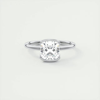 2.15 CT Cushion Half Bezel Solitaire Moissanite Engagement Ring 1