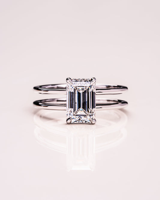 2.30 CT Emerald Cut Solitaire Moissanite Engagement Ring 1