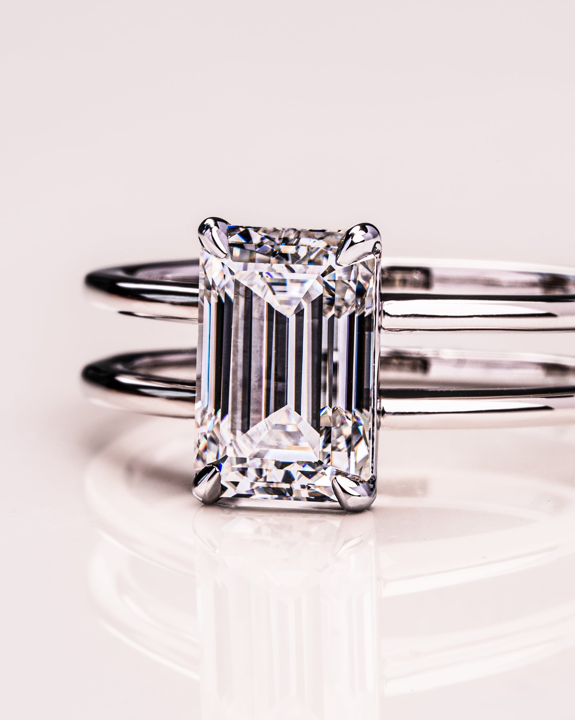 2.30 CT Emerald Cut Solitaire Moissanite Engagement Ring 3