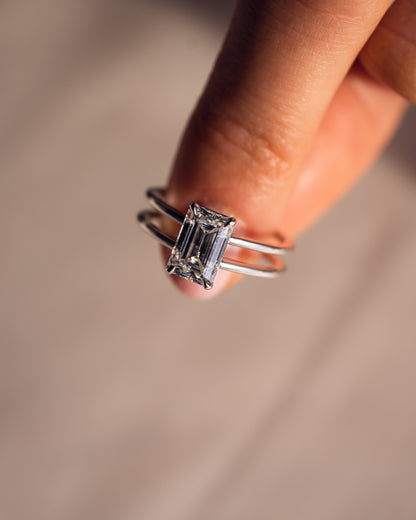 2.30 CT Emerald Cut Solitaire Moissanite Engagement Ring 9