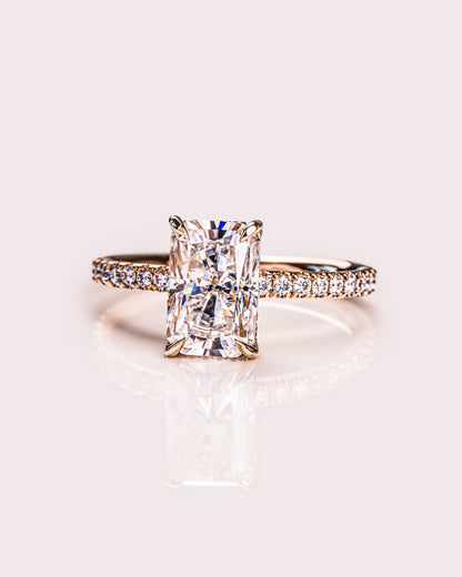 2.43 CT Radiant Cut Moissanite Solitaire Engagement Ring With Hidden Halo Setting 7