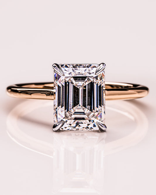 2.3 CT Emerald Cut Solitaire Moissanite Engagement Ring 1