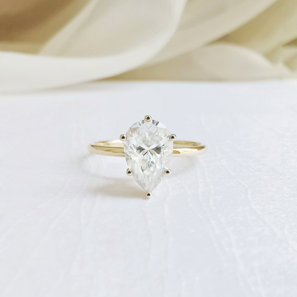 1.36 CT Pear Shaped Moissanite Solitaire Engagement Ring 1