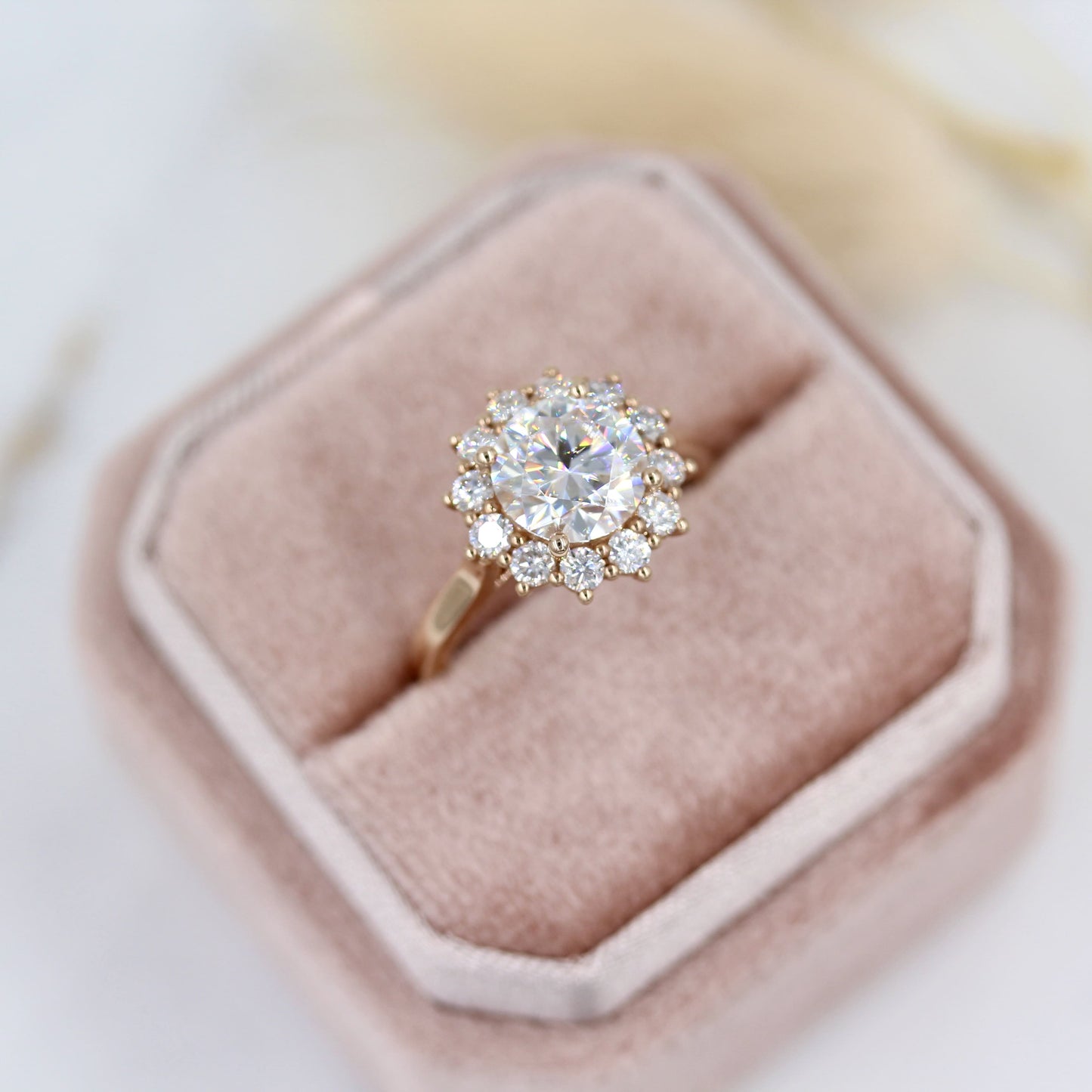 1.80 CT Round Cut Halo Moissanite Engagement Ring 4