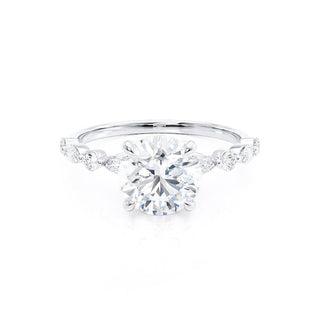1.0 CT Round Shaped Pave Style Moissanite Engagement Ring 2