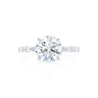 1.0 CT Round Shaped Moissanite Solitaire Pave Style Engagement Ring 3