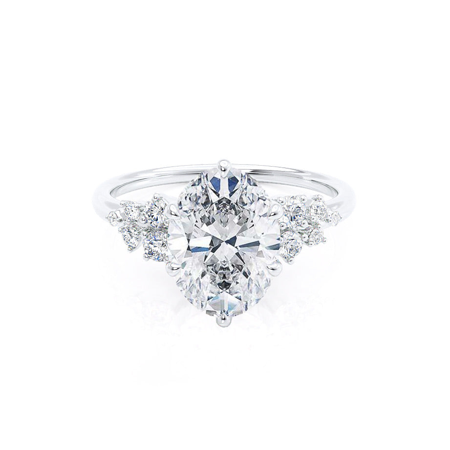 2.52 CT Oval Shaped Moissanite Cluster Style Engagement Ring 1