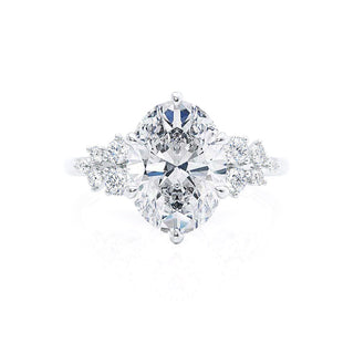 2.52 CT Oval Shaped Moissanite Cluster Style Engagement Ring 2