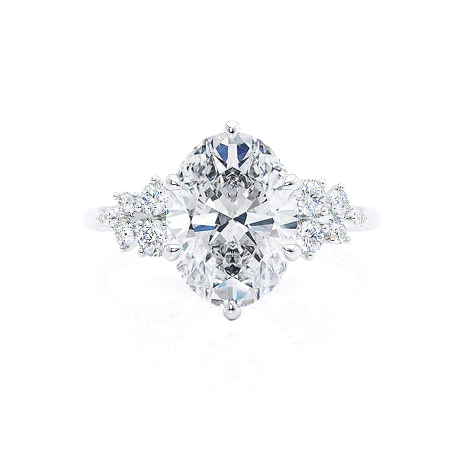 2.52 CT Oval Shaped Moissanite Cluster Style Engagement Ring 2