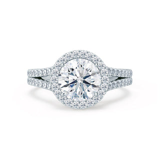 0.50 CT Round Shaped Moissanite Halo Style Double Band Engagement Ring 2