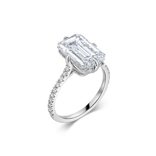 5 CT Emerald Cut Pave CVD F/VS1 Diamond Engagement Ring 3