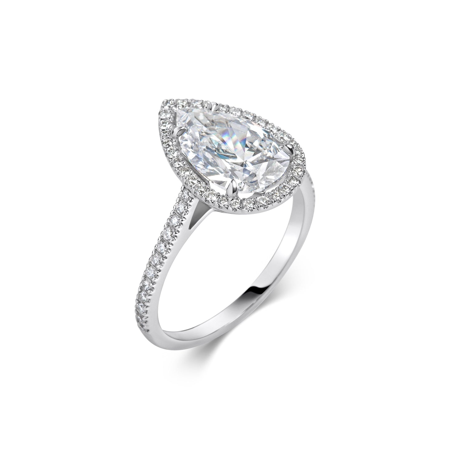 2 CT Pear Halo CVD F/VS1 Diamond Engagement Ring 3