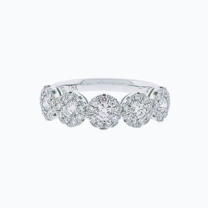 0.93 CT Round Halo Style CVD EF/VS1 Diamond Wedding Band 1