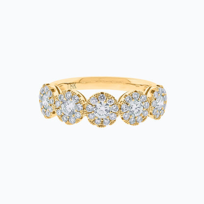 0.93 CT Round Halo Style CVD EF/VS1 Diamond Wedding Band 5