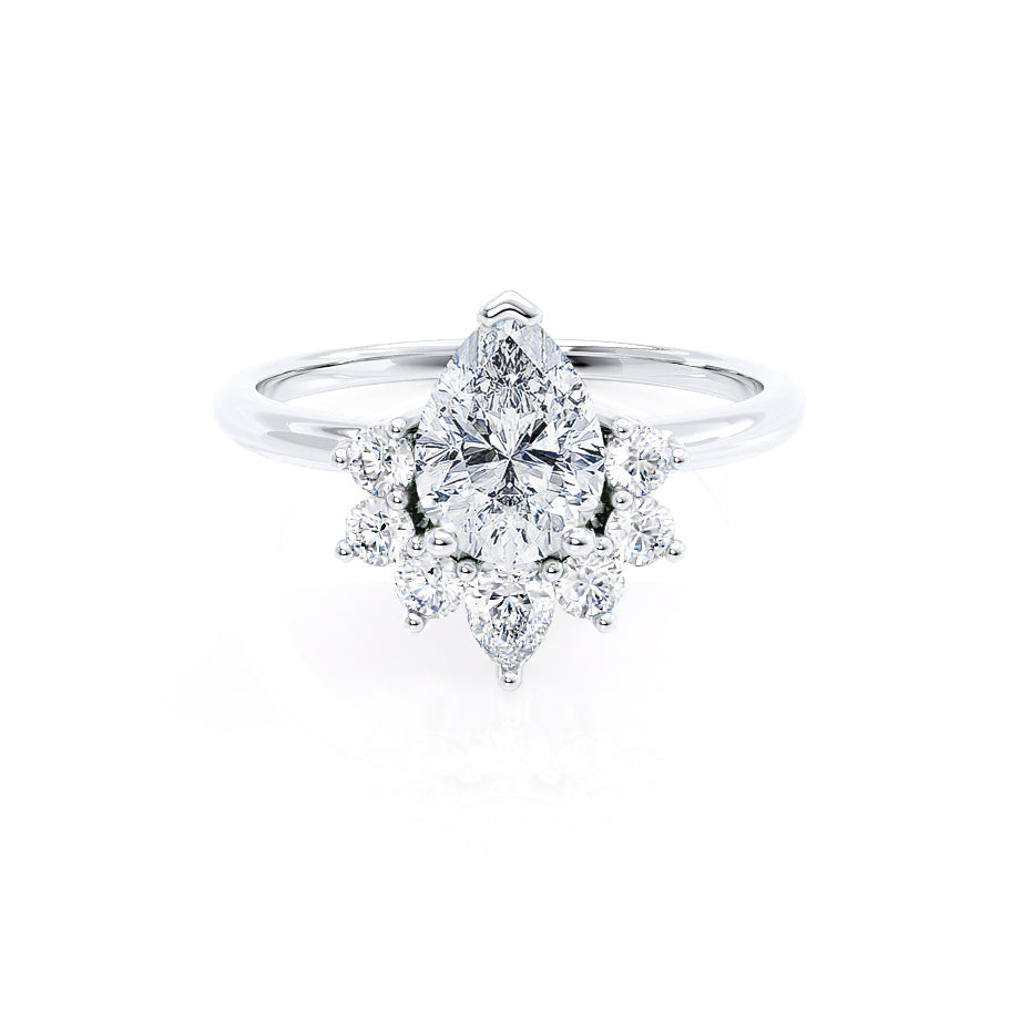 1.20 CT Pear Shaped Moissanite Cluster Style Engagement Ring 1