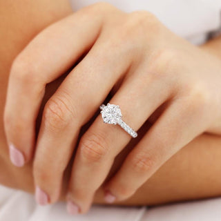 1.90 CT Round Shaped Pave Style Moissanite Engagement Ring 1