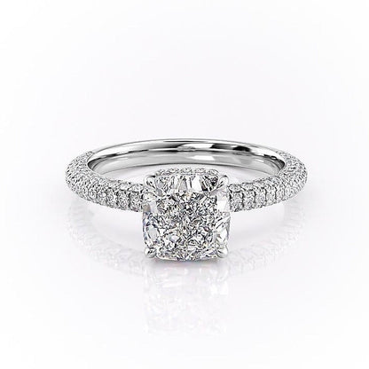 2.54 CT Cushion Cut Pave Moissanite Engagement Ring 12