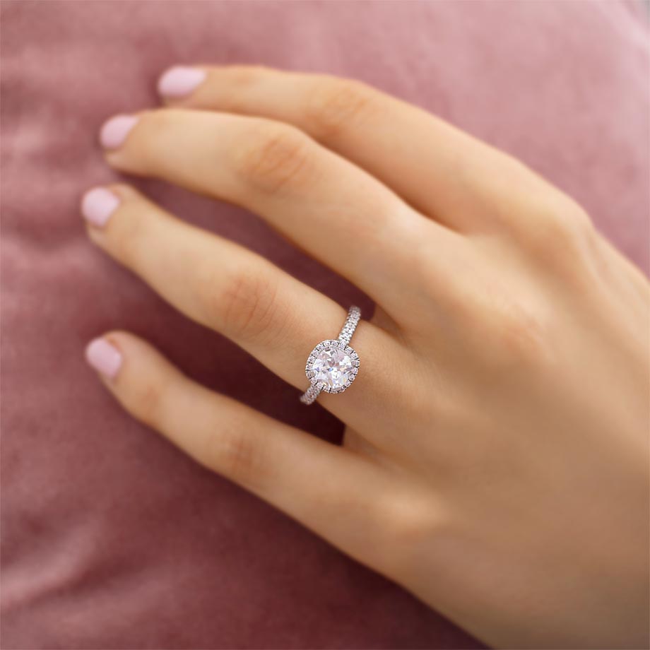 1.30 CT Cushion Shaped Moissanite Halo Pave Style Engagement Ring 1