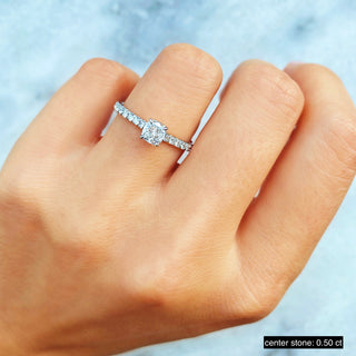 2 CT Cushion Cut Pave CVD F/VS1 Diamond Engagement Ring 13