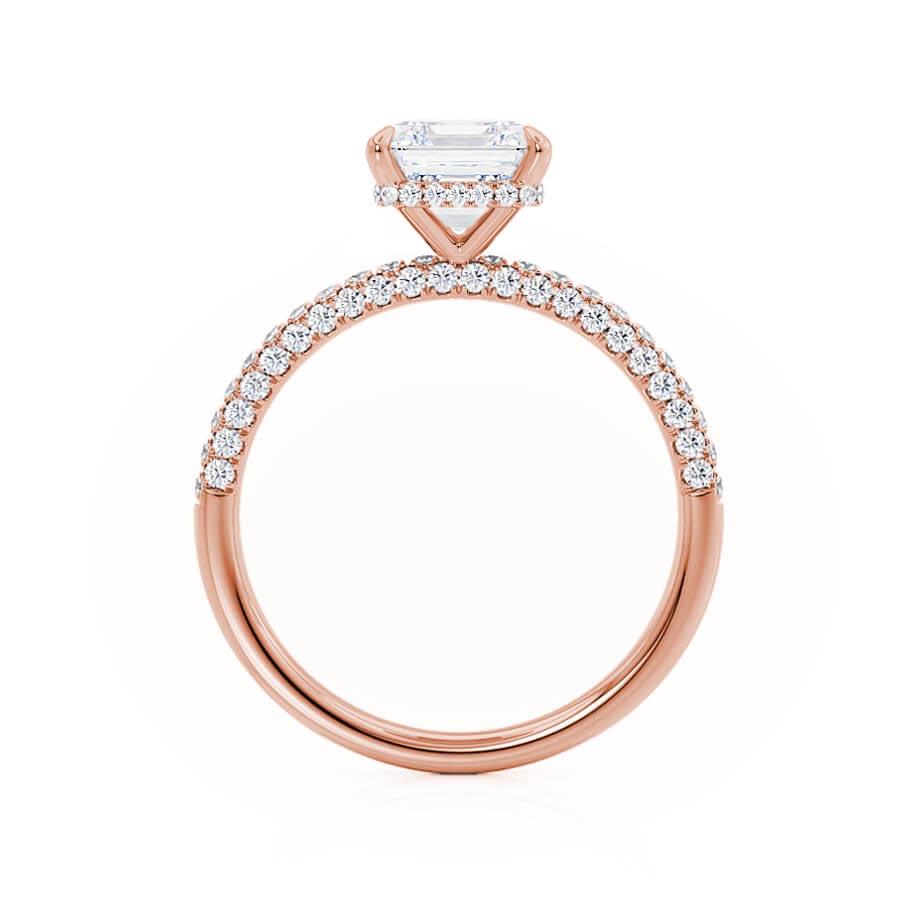 1.30 CT Asscher Shaped Moissanite Hidden Halo Style Engagement Ring 2