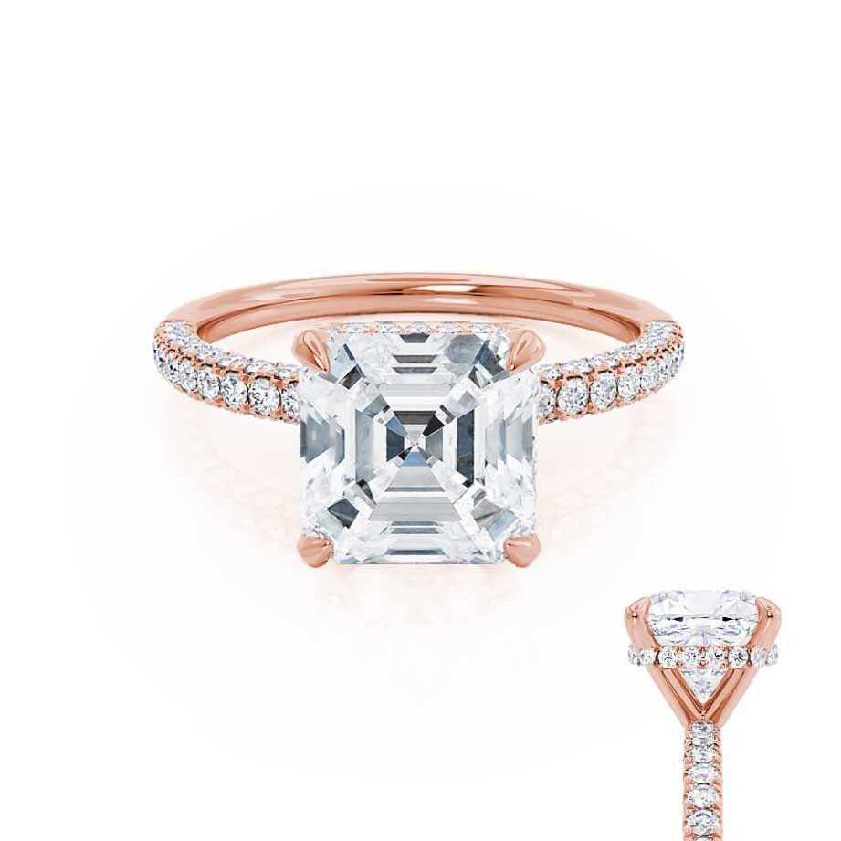 1.30 CT Asscher Shaped Moissanite Hidden Halo Style Engagement Ring 3