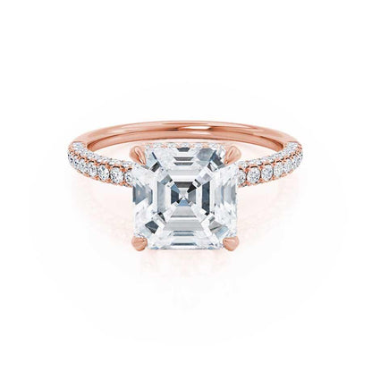1.30 CT Asscher Shaped Moissanite Hidden Halo Style Engagement Ring 4