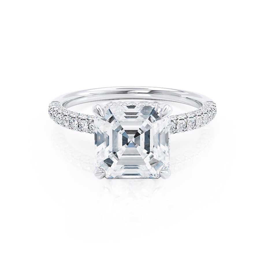 1.50 CT Asscher Shaped Moissanite Hidden Halo Engagement Ring 4