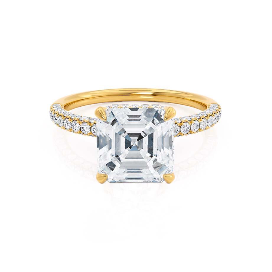 1.50 CT Asscher Shaped Moissanite Hidden Halo Style Engagement Ring 4