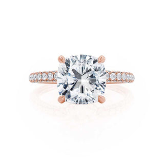 1.10 CT Cushion Shaped Moissanite Hidden Halo Style Engagement Ring 5