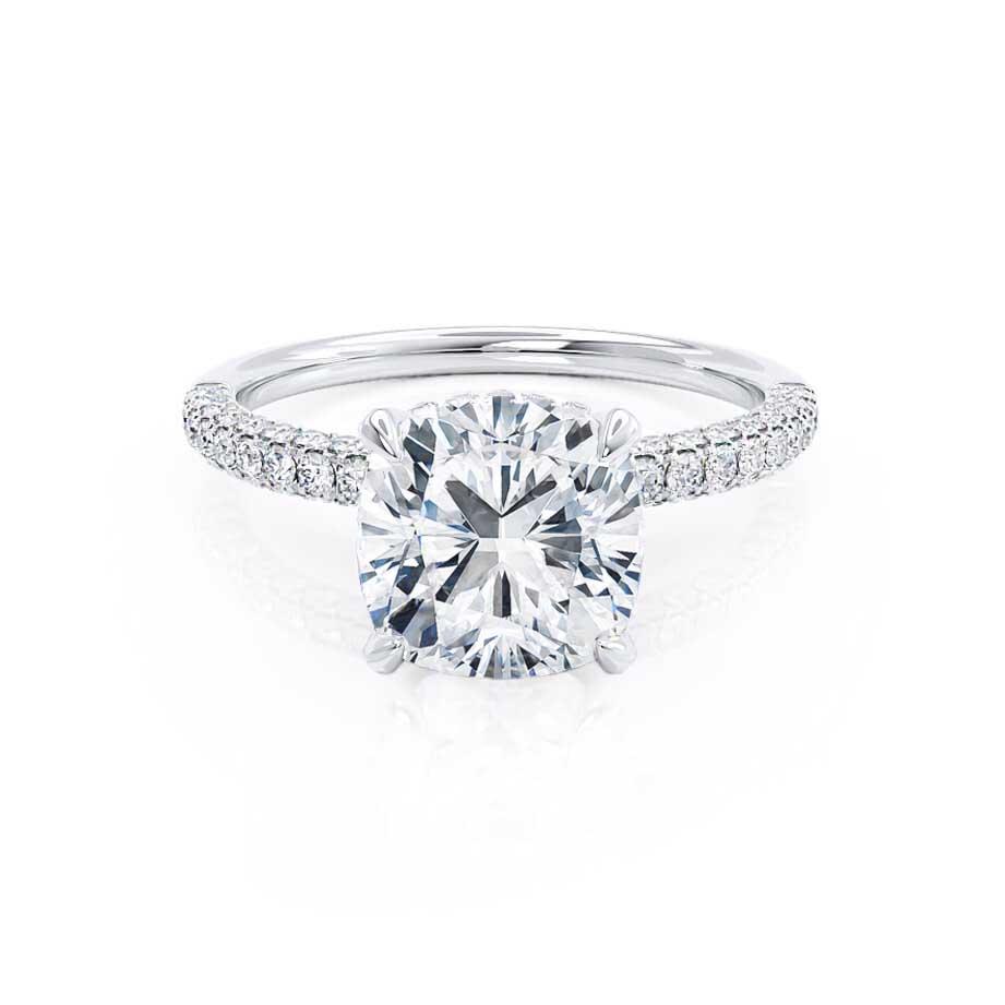 1.10 CT Cushion Shaped Moissanite Hidden Halo Style Engagement Ring 4