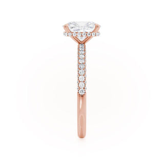 3.34 CT Elongated Cushion Shaped Moissanite Hidden Halo Style Engagement Ring 5