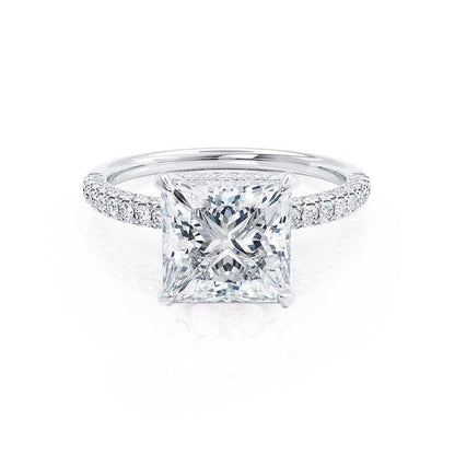 1.20 CT Princess Shaped Moissanite Hidden Halo Style Engagement Ring 4