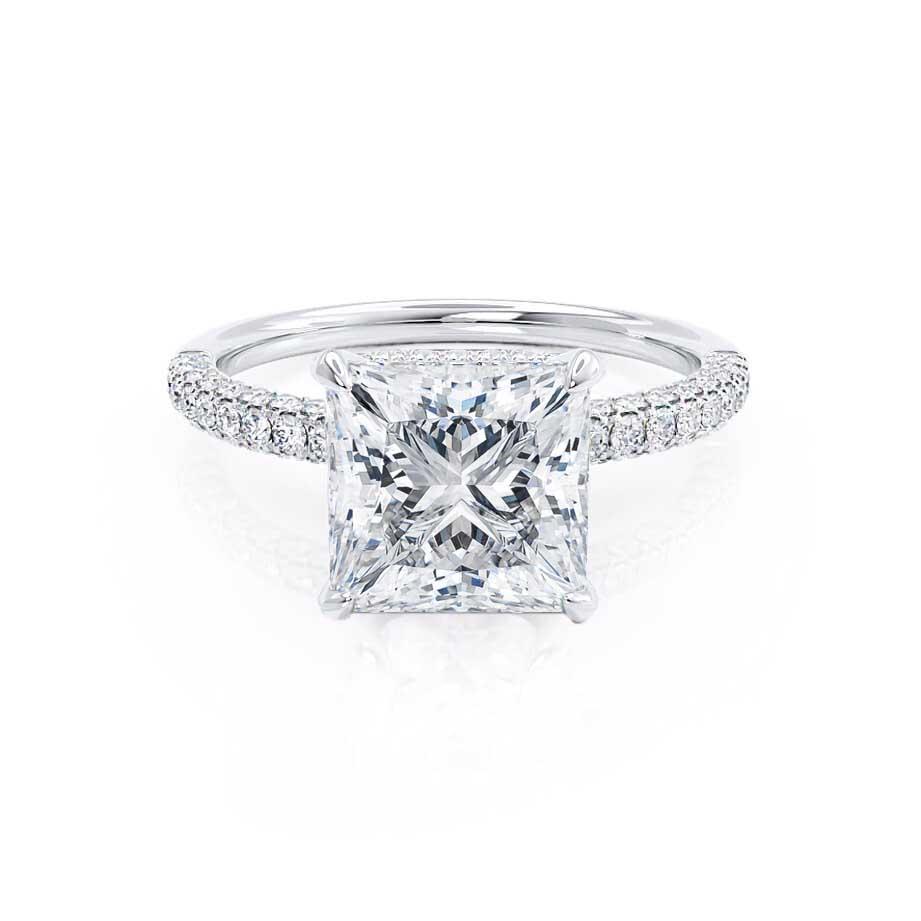 1.50 CT Princess Shaped Moissanite Hidden Halo Style Engagement Ring 4