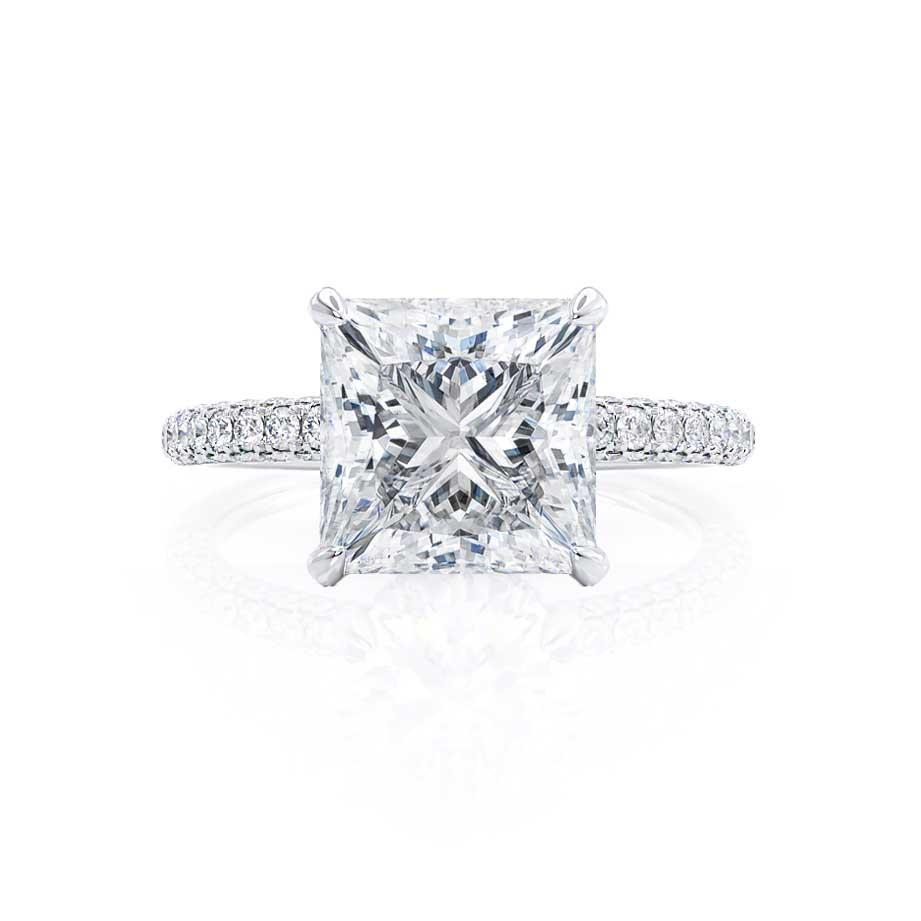 1.50 CT Princess Shaped Moissanite Hidden Halo Style Engagement Ring 5
