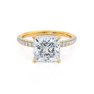 1.50 CT Princess Shaped Moissanite Hidden Halo Style Engagement Ring 4
