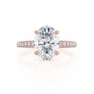 2.10 CT Oval Shaped Moissanite Hidden Halo Style Engagement Ring 3