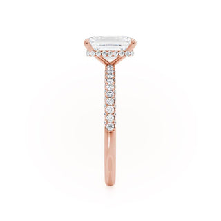 1.75 CT Emerald Shaped Moissanite Hidden Halo Style Engagement Ring 6