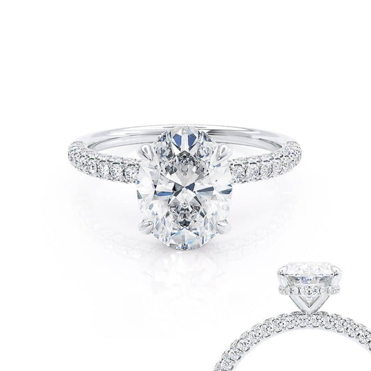 1.50 CT Oval Shaped Moissanite Hidden Halo Style Engagement Ring 1