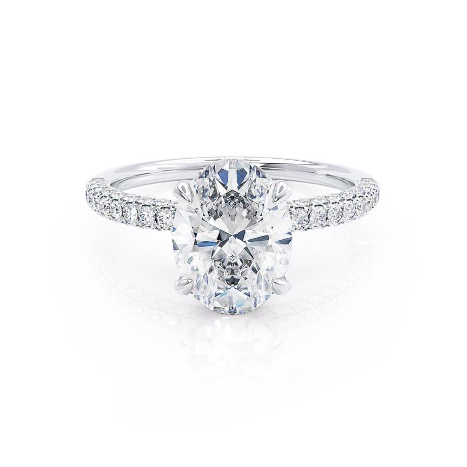 1.50 CT Oval Shaped Moissanite Hidden Halo Style Engagement Ring 2