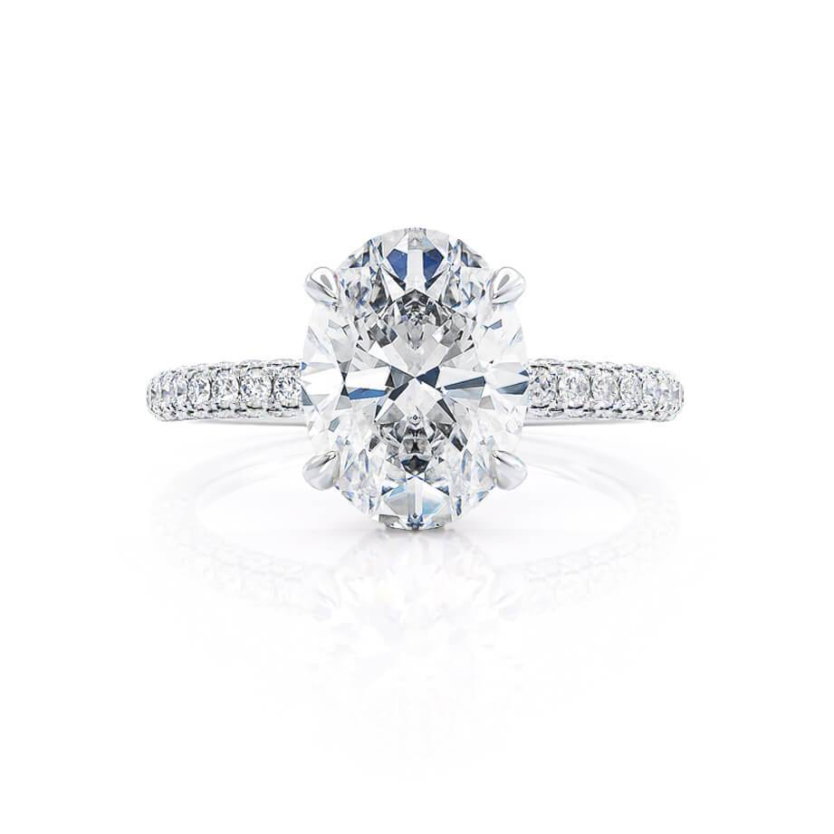 4.20 CT Oval Shaped Moissanite Hidden Halo Engagement Ring 3