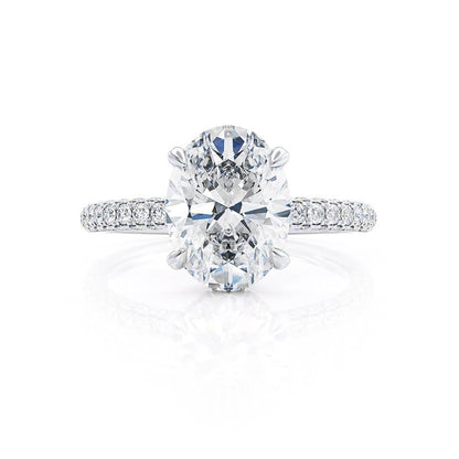 4.20 CT Oval Shaped Moissanite Hidden Halo Engagement Ring 3