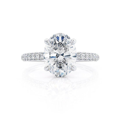 1.50 CT Oval Shaped Moissanite Hidden Halo Style Engagement Ring 3