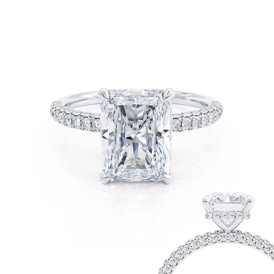 2.70 CT Radiant Shaped Moissanite Hidden Halo Style Engagement Ring 1
