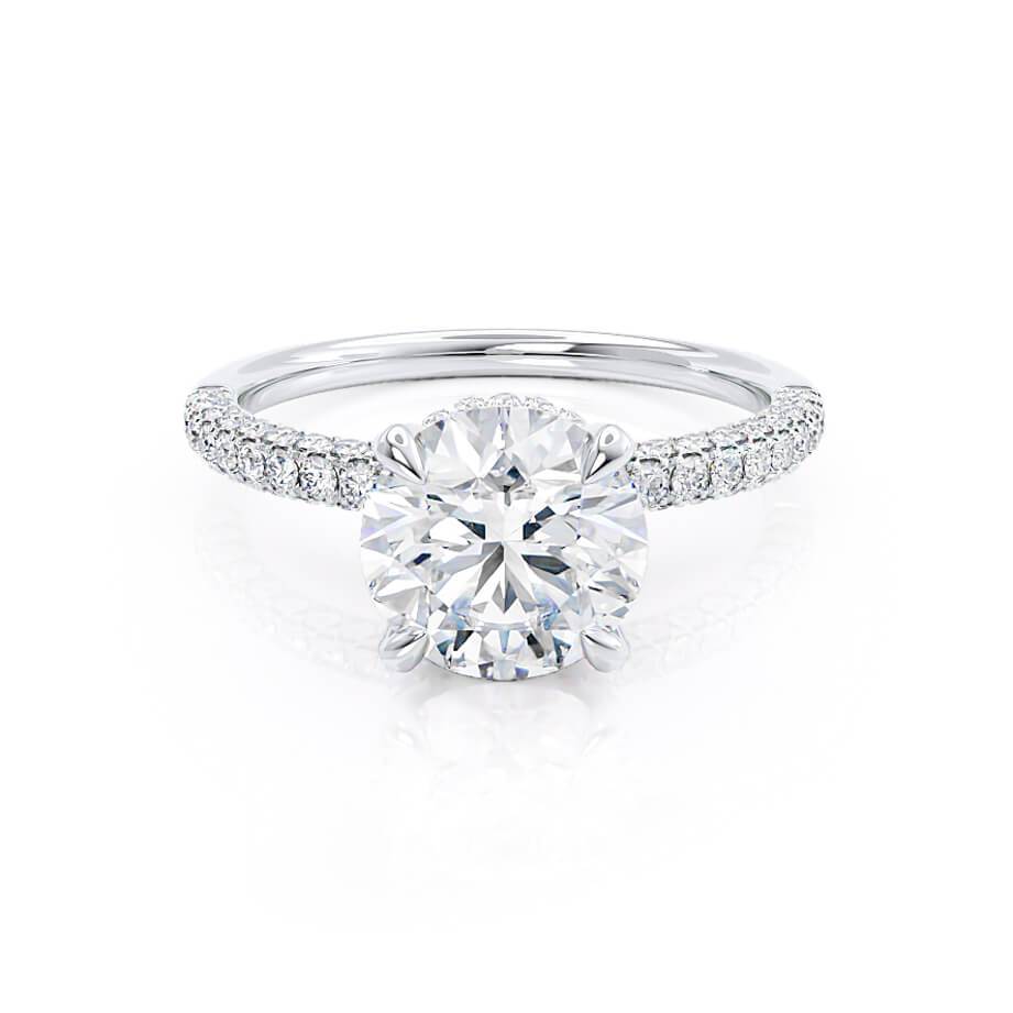 1.0 CT Round Shaped Moissanite Hidden Halo Style Engagement Ring 2